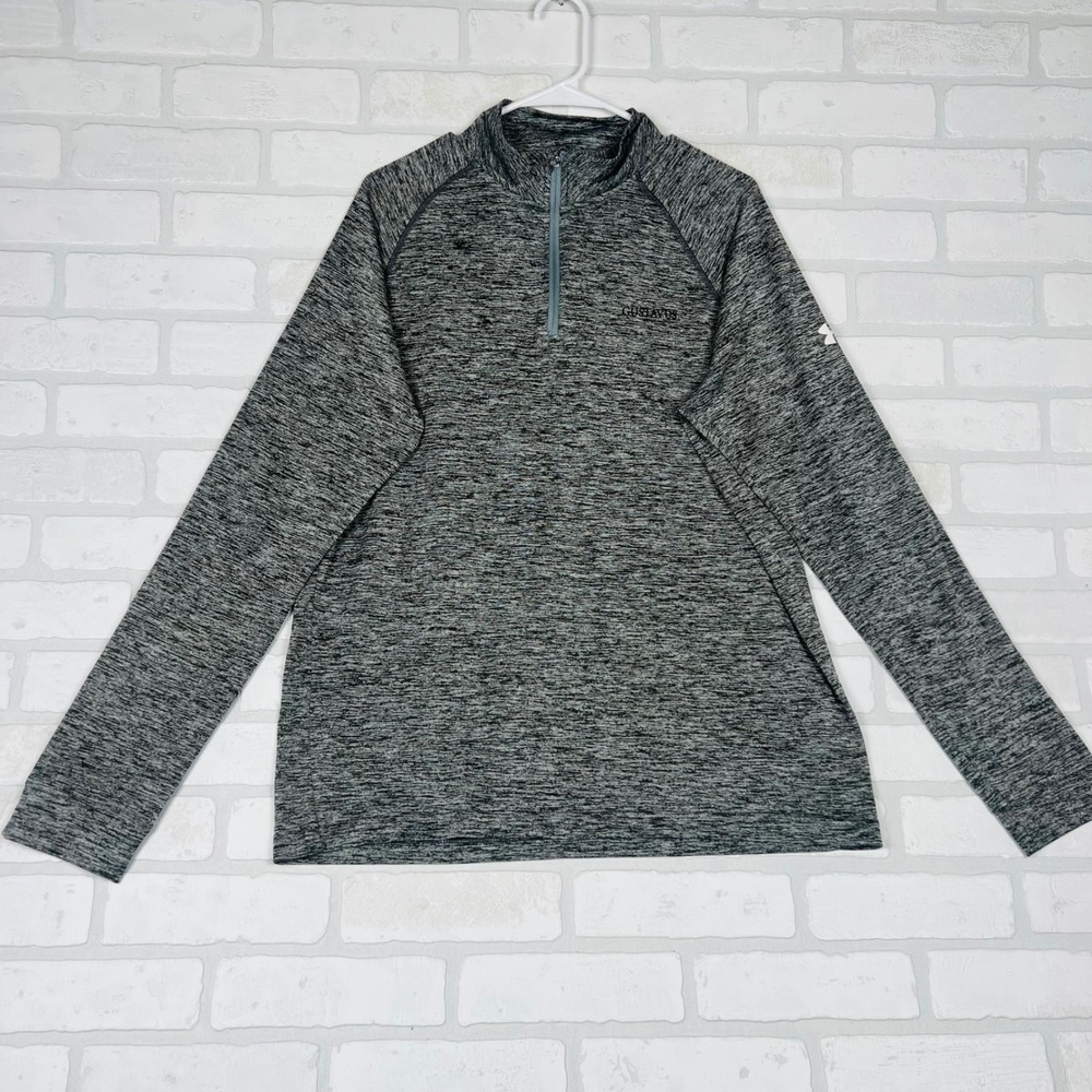 Under Armour Mens Gustavus Quarter Zip Pullover Space Dye Grey Black Large